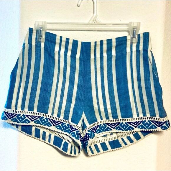 Guess Cotton Blue White Stripped Flat Front Elastic Waist Casual Shorts‎ Size XS - Picture 1 of 9